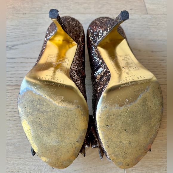 Ted Baker Chocolate Glitter High Heels - Size UK 7/US 9 - Picture 9 of 9